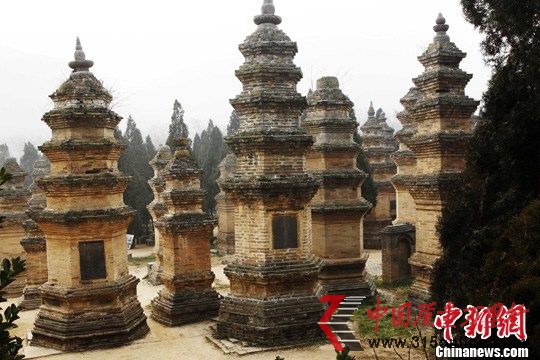 近日有報道稱,身為“國家5A級旅游景區(qū)”的少林景區(qū),目前正遭遇一場 “摘牌”危機,河南嵩山少林景區(qū)因管理混亂被全國旅游景區(qū)質量等級評定委員會要求限期整改。圖為少林寺塔林資料照片(2011年12月20日拍攝)。中新社記者 王中舉 攝